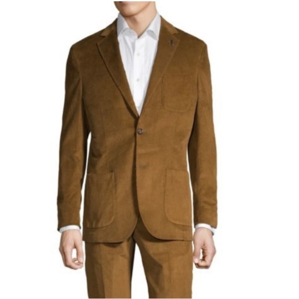 Michael Bastian Cotton Corduroy 3 Button Blazer Sport Coat Camel Brown Sz 48L